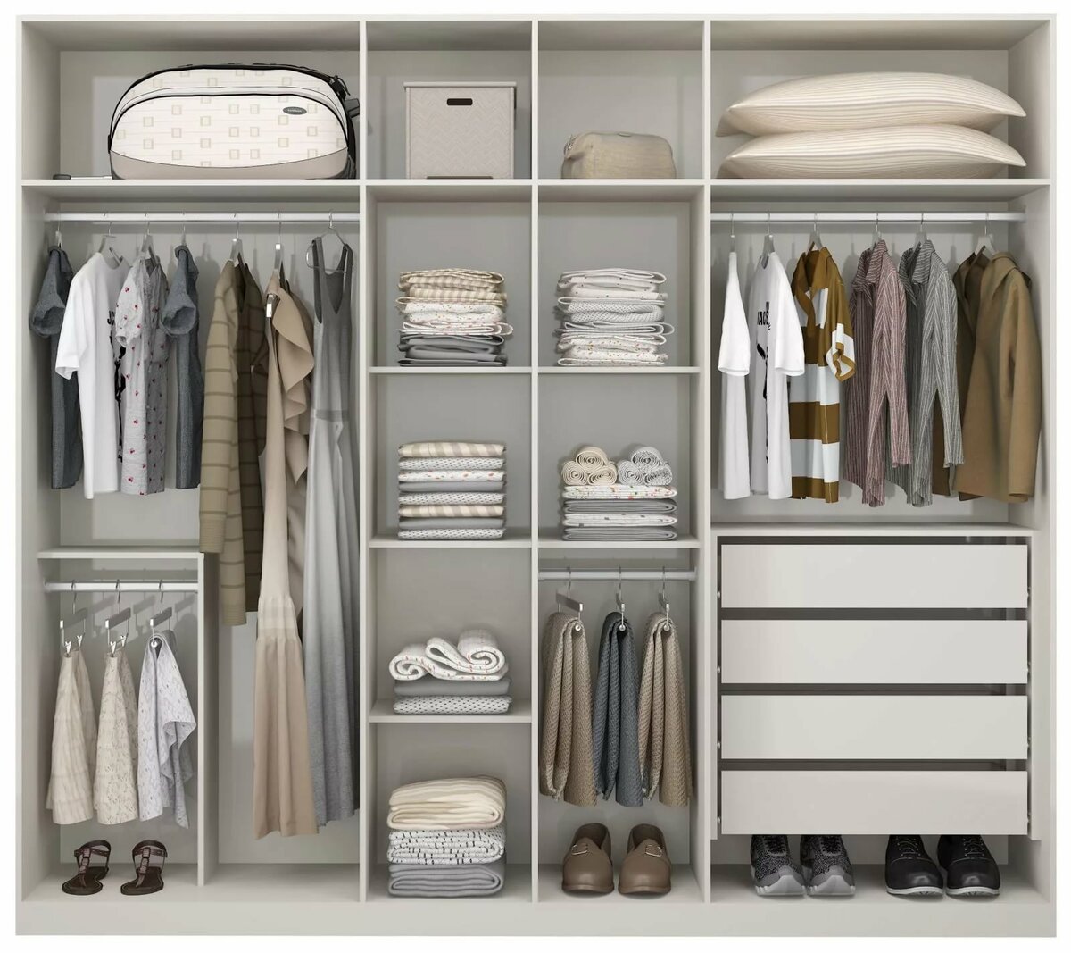 filling the wardrobe in the bedroom