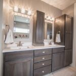 built-in wardrobe in the bathroom brown