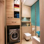 built-in wardrobe in the bathroom imitation wood