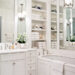 built-in wardrobe in the bathroom with a flower