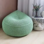 knitted pouf pear green