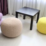 knitted pouf white