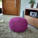 knitted pouf pink