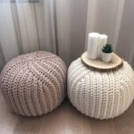 knitted pouf beige