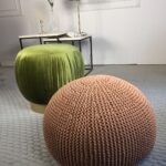 knitted pouf beige crochet