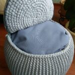 knitted pouf gray