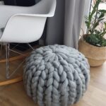 knitted pouf in a large braid