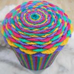 knitted pouf multicolored