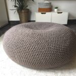 knitted pouf gray large