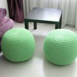 knitted pouf light green