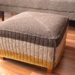 square striped knitted pouf