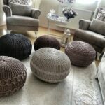 knitted pouf several