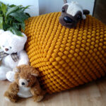 knitted pouf dark orange