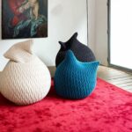 knitted pouf with ears