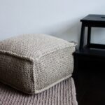 knitted pouf square gray