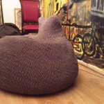 knitted pouf pear brown