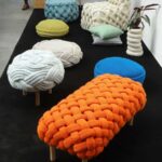 elongated knitted pouf