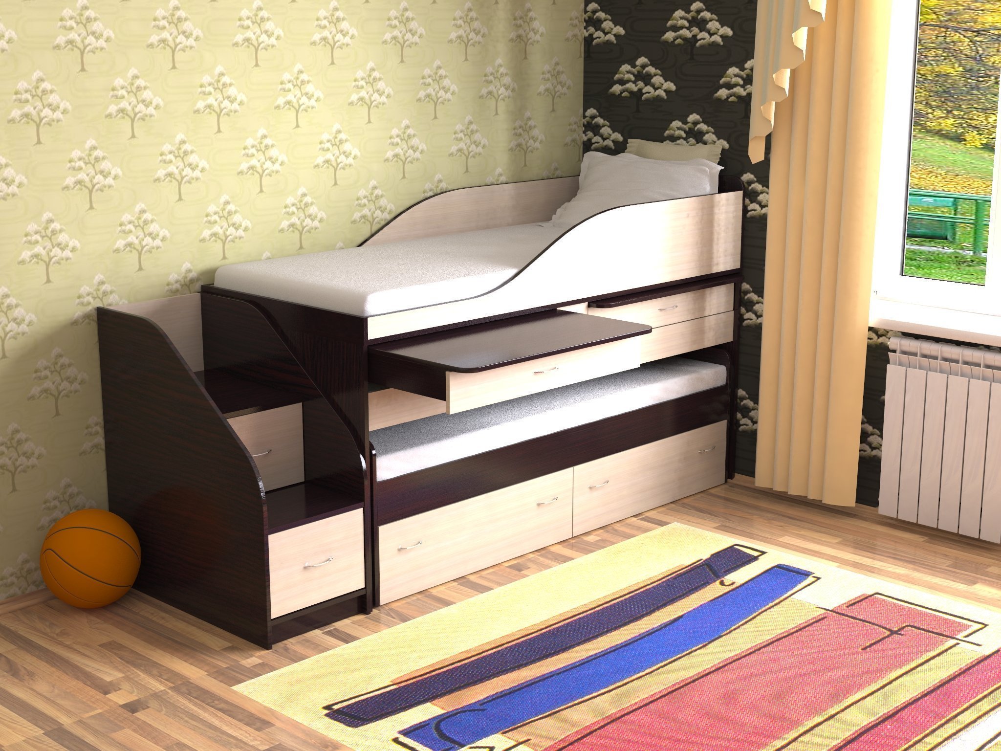 pull-out bed with table