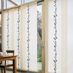 Japanese curtains white with a dark pattern