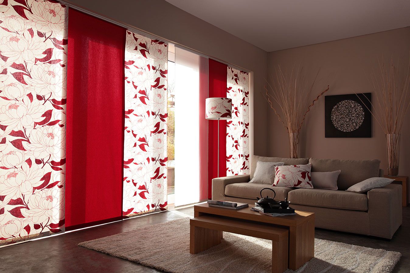 combination of fabrics on curtains