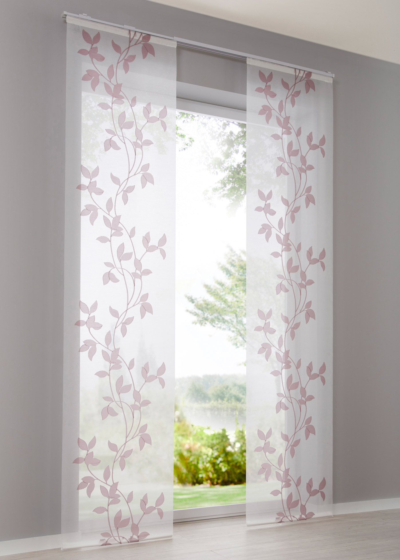 floral motif on the curtains