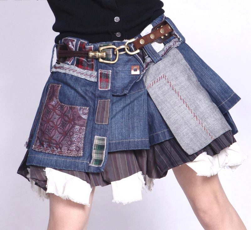 boho jeans skirt