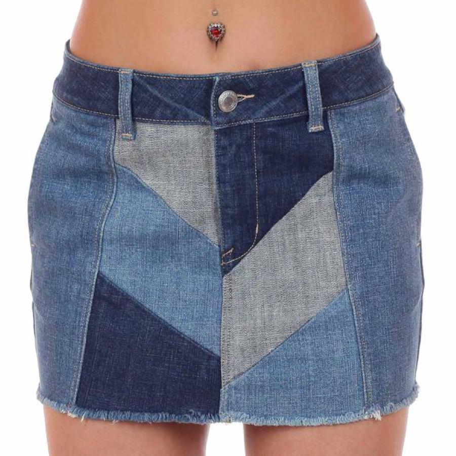 jeans skirt patchwork