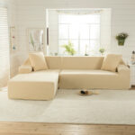 beige suede sofa