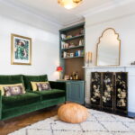 green sofa in the interior design ideas