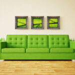 green sofa in the interior decor ideas