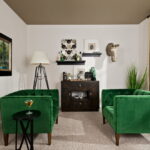 green sofa in the interior photo decoration