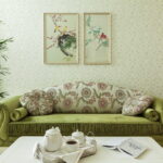 green sofa in the interior design ideas