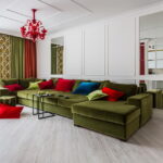 green sofa in the interior photo ideas