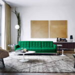 green sofa in the interior idea overview