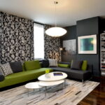 green sofa in the interior types of decor