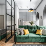 green sofa in the interior design options