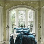 wrought iron bed blue