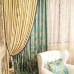 beige and turquoise curtains