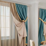 nude turquoise curtains