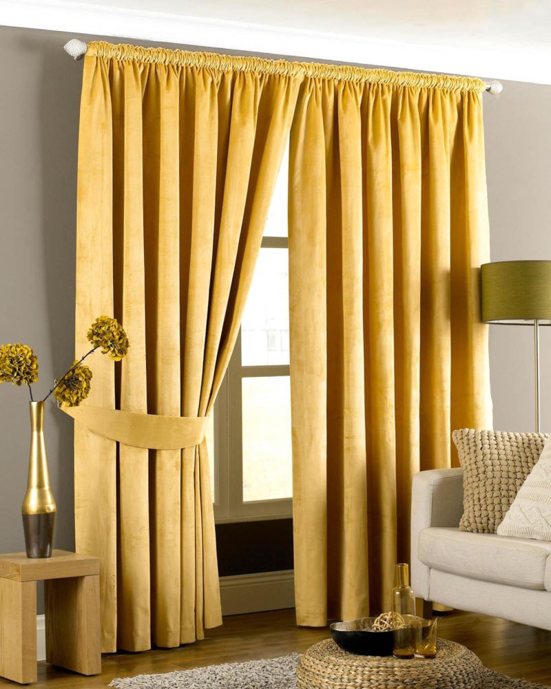 golden curtains in the house