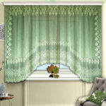 arched curtains green