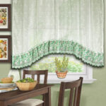 arched curtains with green stripe