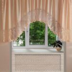 arched curtains pink short