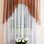 arched curtains white and brown