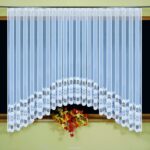 arched curtains blue short