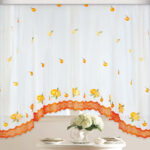 arched curtains with pears