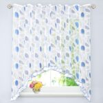 arched curtains blue drawing on white