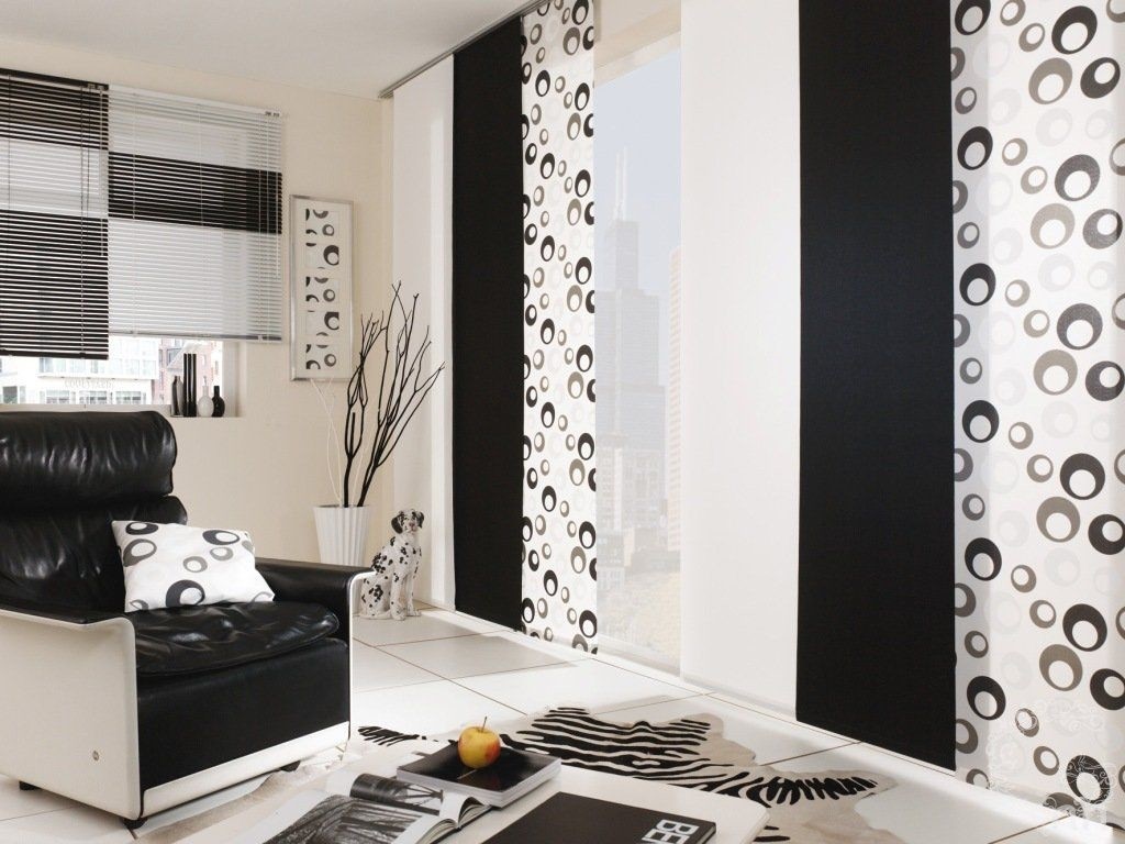 white curtains with black