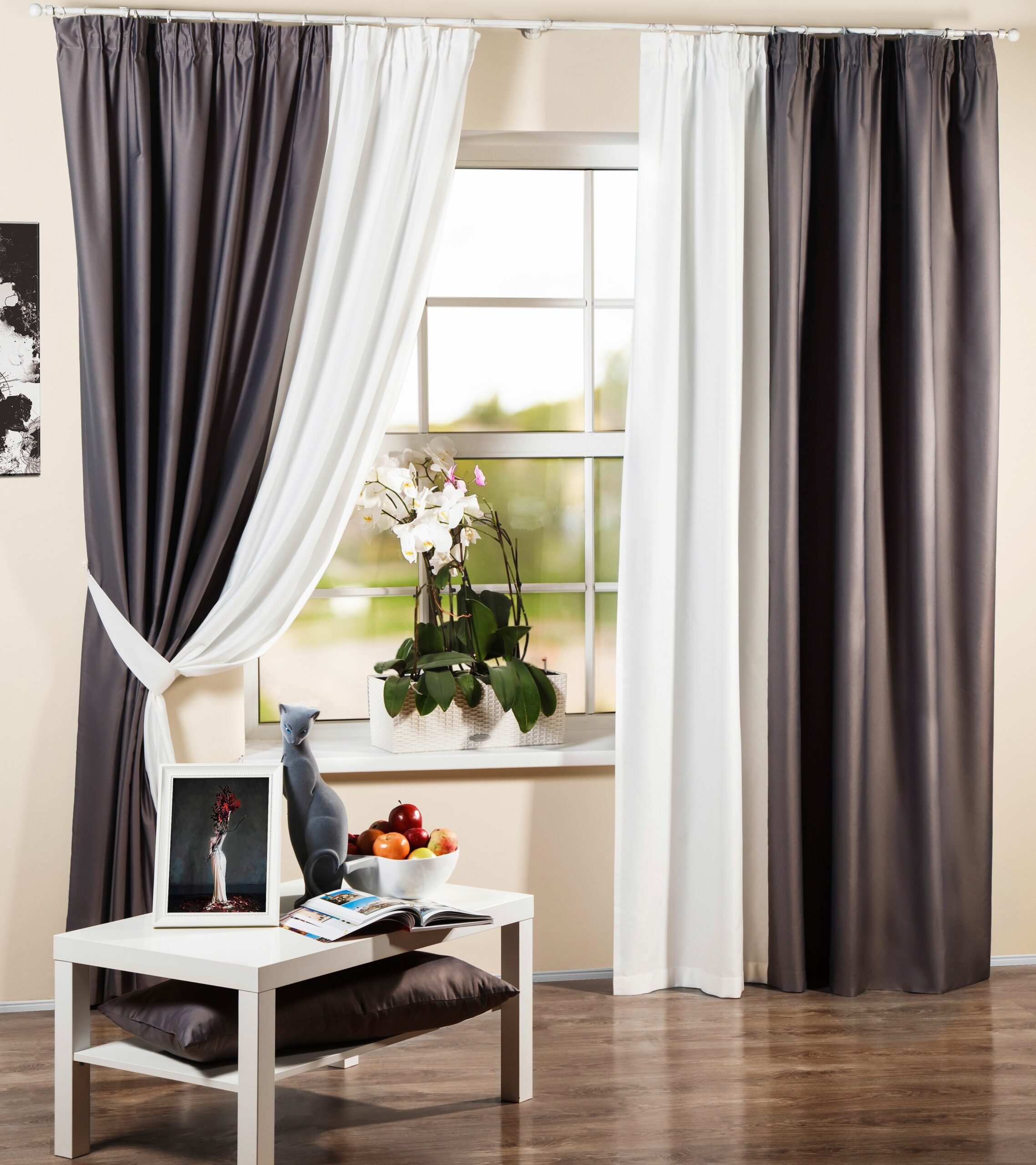 combination of white curtains