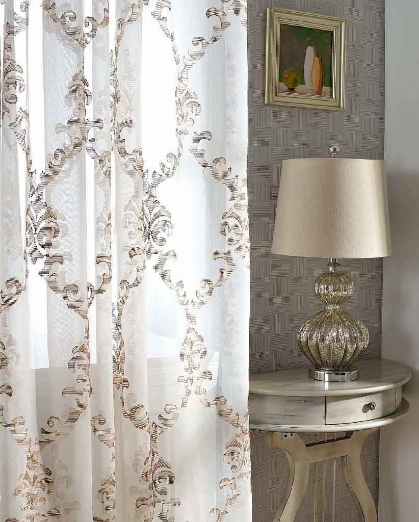 white curtains with beige pattern